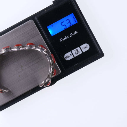 6.5" Vintage Navajo Hand Chiseled Silver and Coral bracelet - Estate Fresh Austin