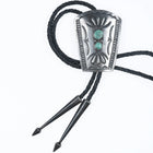 Vintage Navajo hand stamped silver bolo tie with turquoise - Estate Fresh Austin