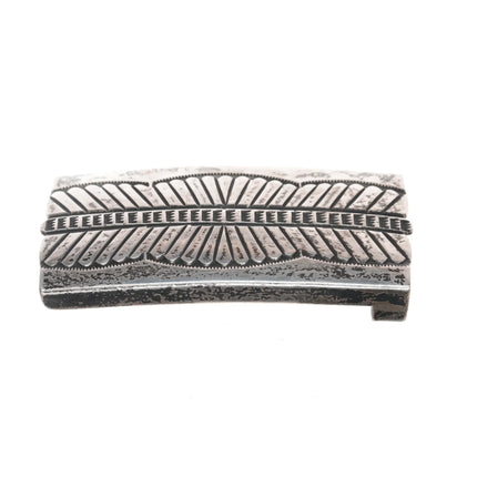 Vintage Navajo Heavy stamped silver belt buckle - Estate Fresh Austin