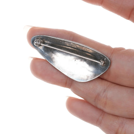 Vintage Navajo high grade turquoise silver pin overlay style - Estate Fresh Austin