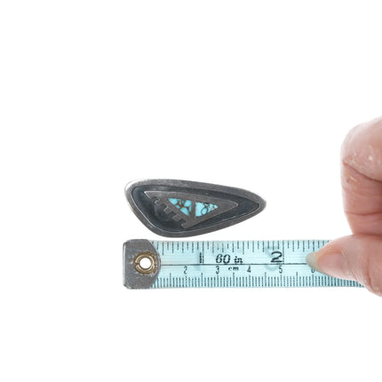 Vintage Navajo high grade turquoise silver pin overlay style - Estate Fresh Austin