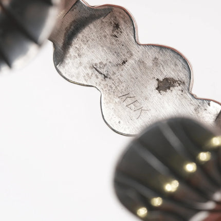 6.25" Vintage Navajo High grade turquoise silver row cuff bracelet - Estate Fresh Austin