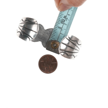 6.25" Vintage Navajo High grade turquoise silver row cuff bracelet - Estate Fresh Austin