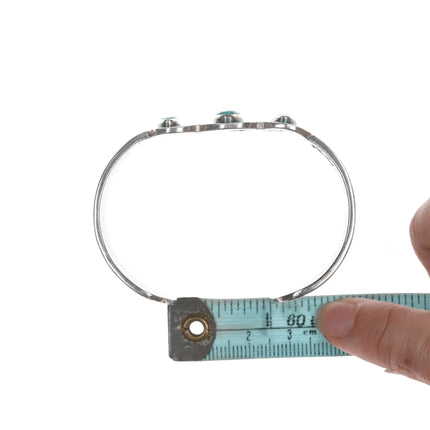 6.25" Vintage Navajo High grade turquoise silver row cuff bracelet - Estate Fresh Austin