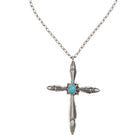 Vintage Navajo silver and turquoise cross on necklace - Estate Fresh Austin
