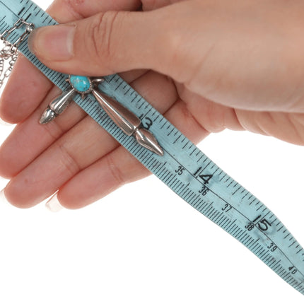 Vintage Navajo silver and turquoise cross on necklace - Estate Fresh Austin