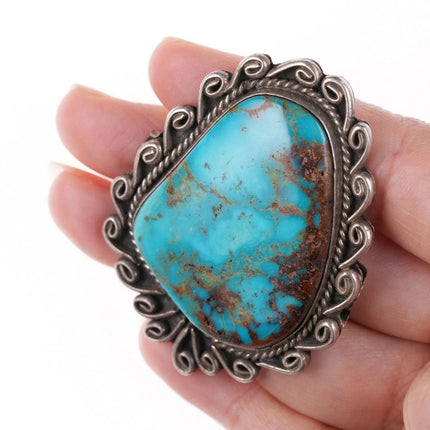 Vintage Navajo silver and turquoise pendant - Estate Fresh Austin