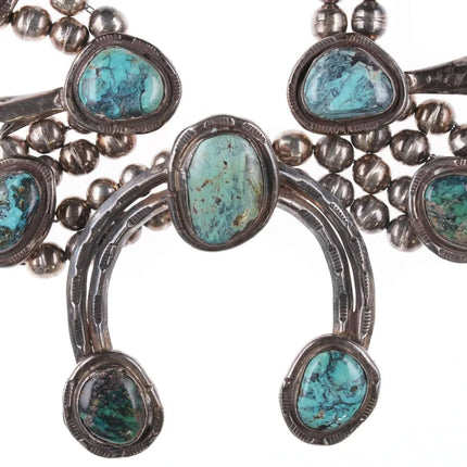 Vintage Navajo Silver and turquoise squash blossom necklace c - Estate Fresh Austin