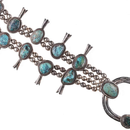 Vintage Navajo Silver and turquoise squash blossom necklace c - Estate Fresh Austin
