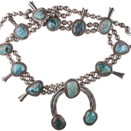 Vintage Navajo Silver and turquoise squash blossom necklace c - Estate Fresh Austin