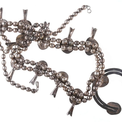 Vintage Navajo Silver and turquoise squash blossom necklace c - Estate Fresh Austin