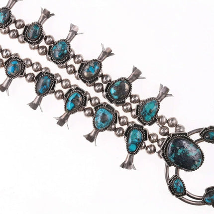 Vintage Navajo Silver and turquoise squash blossom necklace f - Estate Fresh Austin