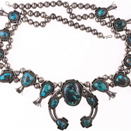 Vintage Navajo Silver and turquoise squash blossom necklace f - Estate Fresh Austin