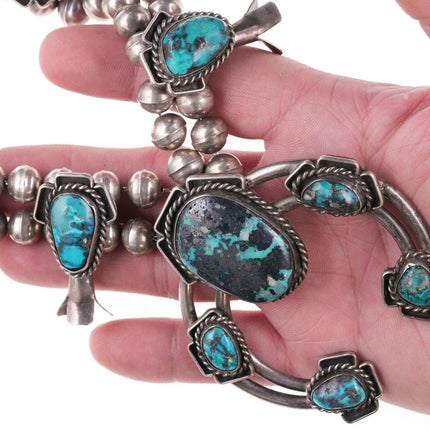 Vintage Navajo Silver and turquoise squash blossom necklace f - Estate Fresh Austin