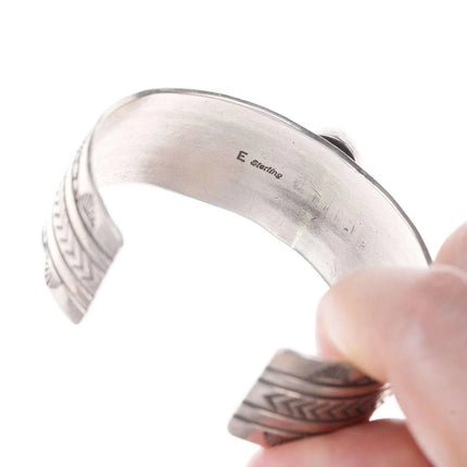 6.5" Vintage Navajo silver Azurite cuff bracelet - Estate Fresh Austin