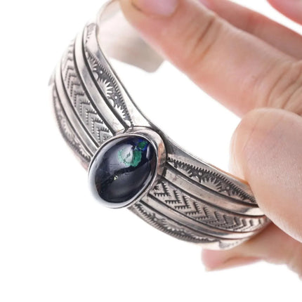 6.5" Vintage Navajo silver Azurite cuff bracelet - Estate Fresh Austin