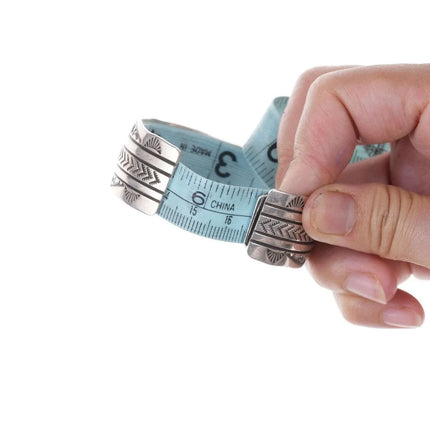 6.5" Vintage Navajo silver Azurite cuff bracelet - Estate Fresh Austin