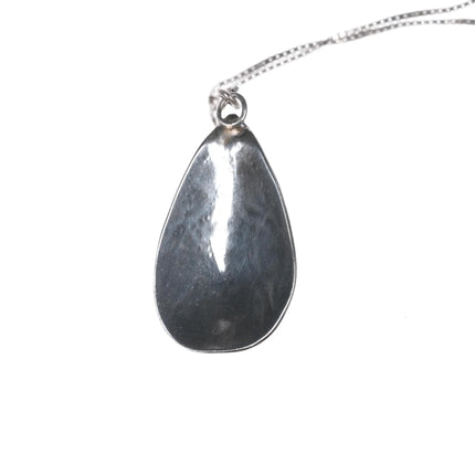 Vintage Navajo silver hand stamped pendant with turquoise - Estate Fresh Austin