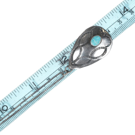 Vintage Navajo silver hand stamped pendant with turquoise - Estate Fresh Austin