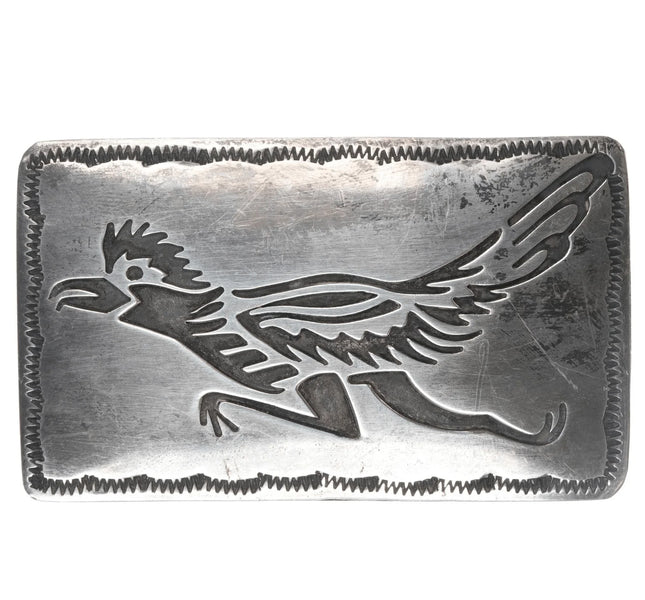 Vintage Navajo silver roadrunner belt buckle - Estate Fresh Austin