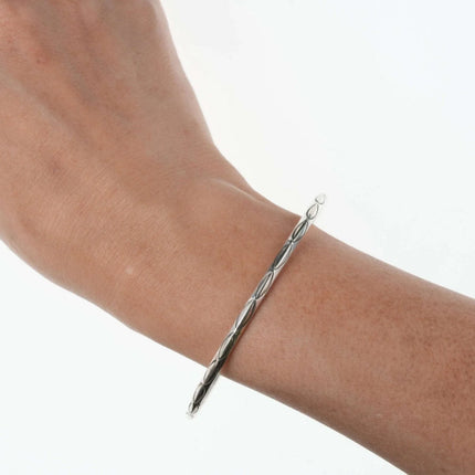 Vintage Navajo stamped sterling bangle - Estate Fresh Austin