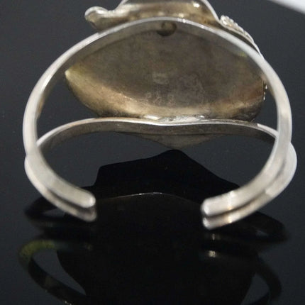 6.5" Vintage Navajo Sterling and agate Cuff Bracelet - Estate Fresh Austin