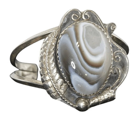 6.5" Vintage Navajo Sterling and agate Cuff Bracelet - Estate Fresh Austin