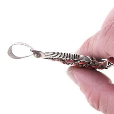 Vintage Navajo Sterling and coral cluster pendant - Estate Fresh Austin