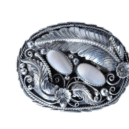 Vintage Navajo Sterling and mother of pearl Belt buckle - Estate Fresh Austin