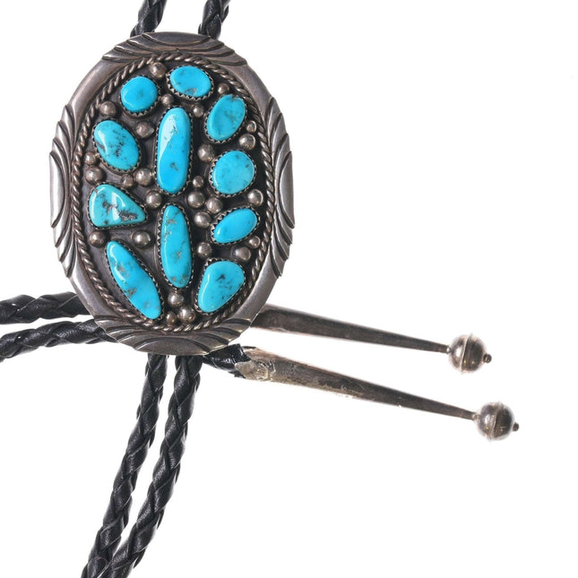 Vintage Navajo Sterling and turquoise cluster bolo tie - Estate Fresh Austin