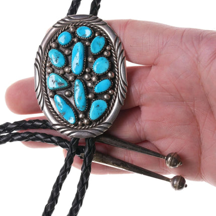 Vintage Navajo Sterling and turquoise cluster bolo tie - Estate Fresh Austin