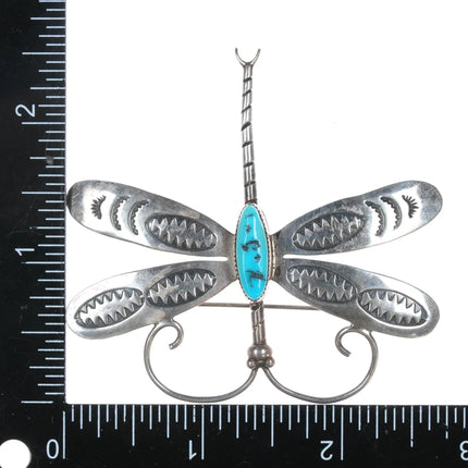 Vintage Navajo sterling and turquoise dragonfly pin - Estate Fresh Austin