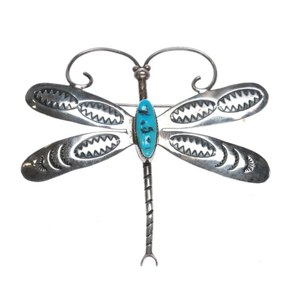 Vintage Navajo sterling and turquoise dragonfly pin - Estate Fresh Austin