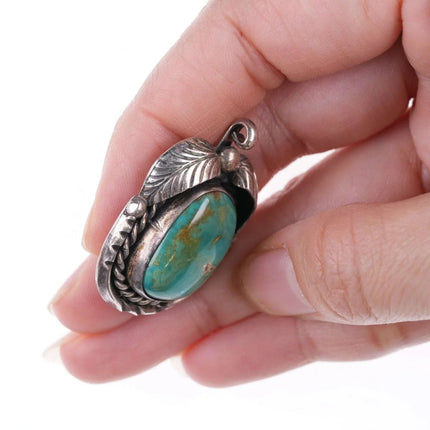 Vintage Navajo sterling and turquoise pendant r - Estate Fresh Austin