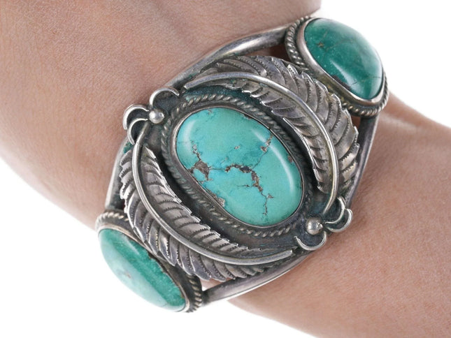Vintage Navajo Sterling and turquoise ring and bracelet set - Estate Fresh Austin
