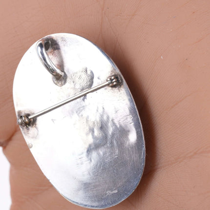 Vintage Navajo Sterling and turquoise shadowbox pendant/pin - Estate Fresh Austin