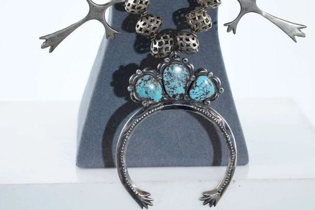Vintage Navajo Sterling and Turquoise Squash blossom Necklace - Estate Fresh Austin