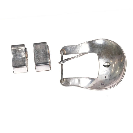 Vintage Navajo Sterling belt buckle with two keepers - Estate Fresh Austin