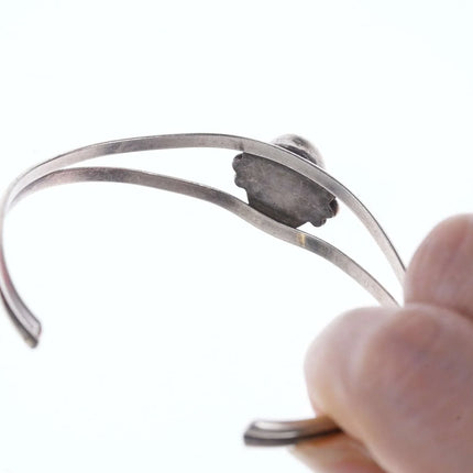 6.75" Vintage Navajo Sterling Cat's eye cuff bracelet - Estate Fresh Austin