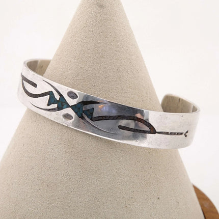 6" Vintage Navajo Sterling chip inlay Cuff Bracelet - Estate Fresh Austin