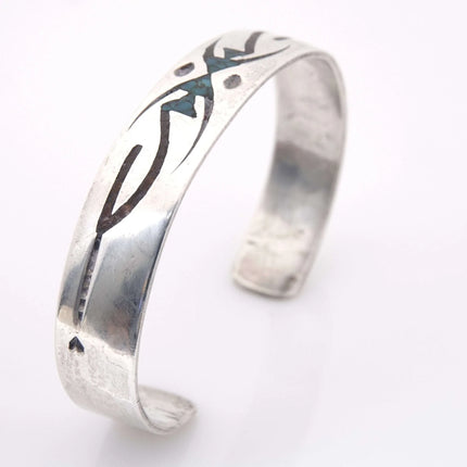 6" Vintage Navajo Sterling chip inlay Cuff Bracelet - Estate Fresh Austin