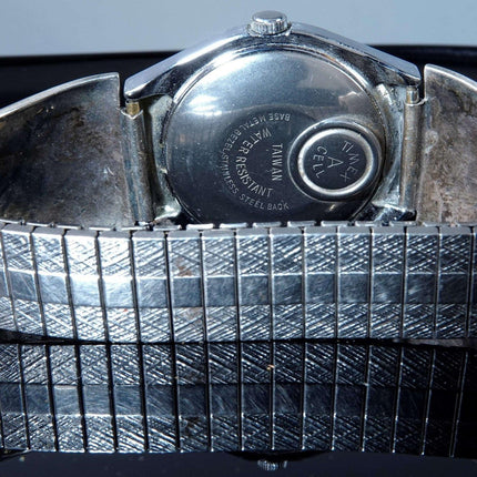 Vintage Navajo Sterling Chip inlay Turquoise and coral Watch with Timex Electric - Estate Fresh Austin