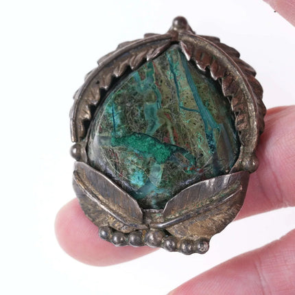 Vintage Navajo sterling silver chrysocolla pendant/bolo - Estate Fresh Austin