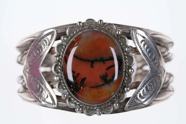 6.5" Vintage Navajo sterling jasper cuff bracelet k - Estate Fresh Austin