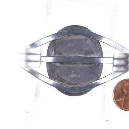 6.5" Vintage Navajo Sterling Obsidian Cuff bracelet - Estate Fresh Austin