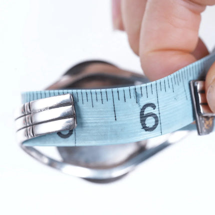 6.5" Vintage Navajo Sterling Obsidian Cuff bracelet - Estate Fresh Austin