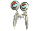 Vintage Navajo Sterling QT Sterling Quoc Turquoise New Mexico Earrings inlaid fe - Estate Fresh Austin