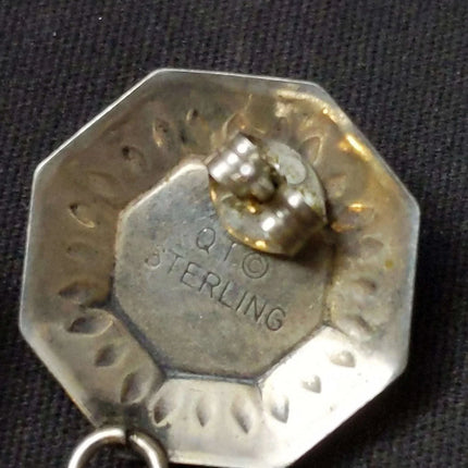 Vintage Navajo Sterling QT Sterling Quoc Turquoise New Mexico Earrings inlaid fe - Estate Fresh Austin