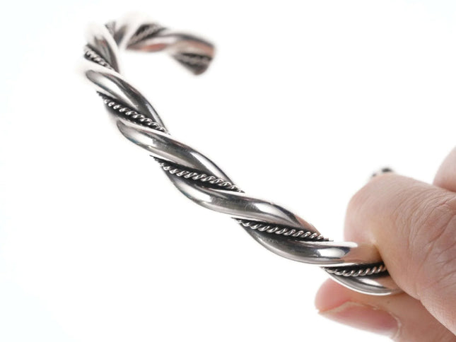 Vintage Navajo Sterling rope style cuff bracelet - Estate Fresh Austin