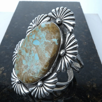 7" Vintage Sterling Royston Turquoise Jacob Troncosa San Felipe Cuff Bracelet - Estate Fresh Austin